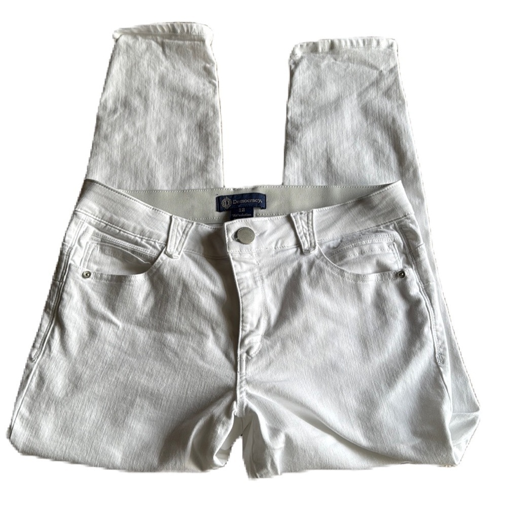 Democracy Ab Solution White Skinny Leg Jeans Size 12 Women's Stretch
